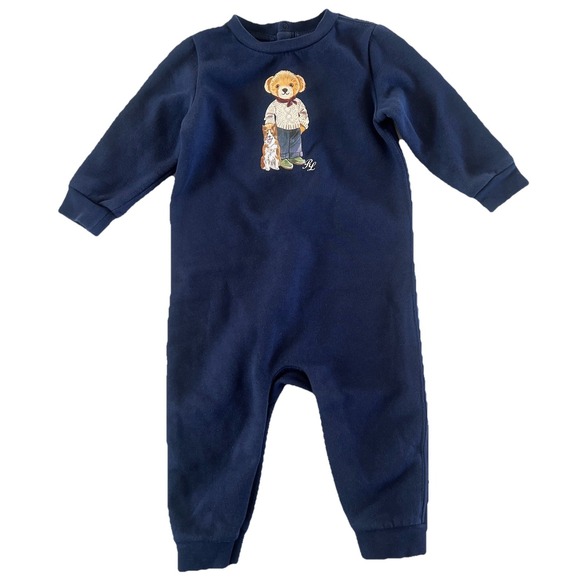 Ralph Lauren Other - Polo Ralph Lauren Baby Bear Fleece Blue Coverall 9 Months